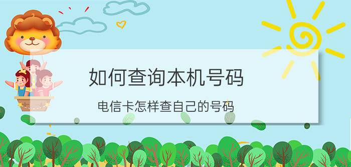 如何查询本机号码 电信卡怎样查自己的号码？